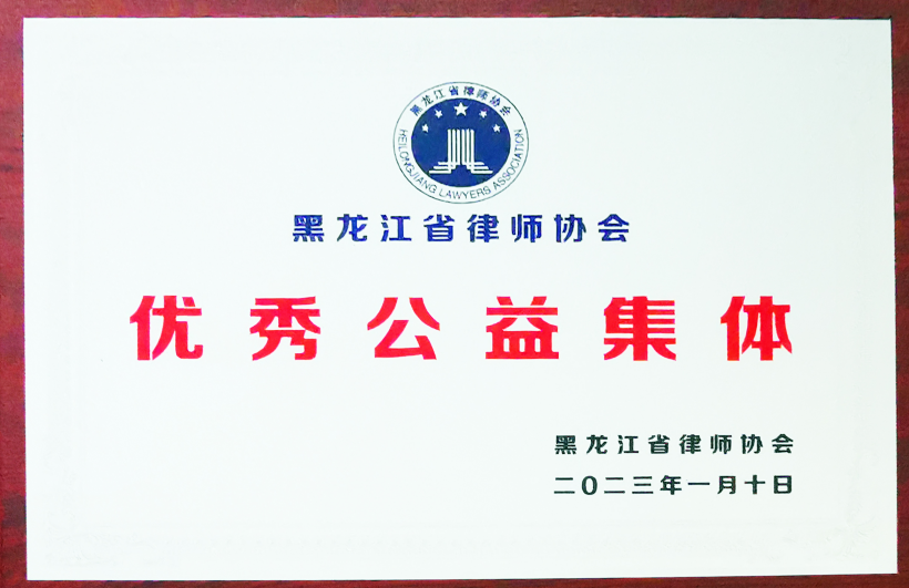 2023年被黑龙江省律师协会评为优秀公益集体